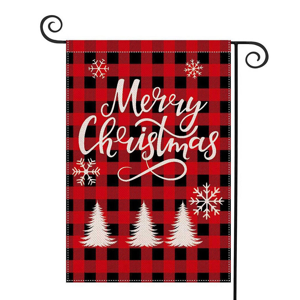 Red Lattice Pattern Christmas Flag Double-Side Pattern Christmas Garden Flag