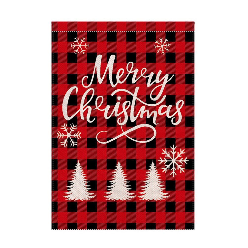 Red Lattice Pattern Christmas Flag Double-Side Pattern Christmas Garden Flag