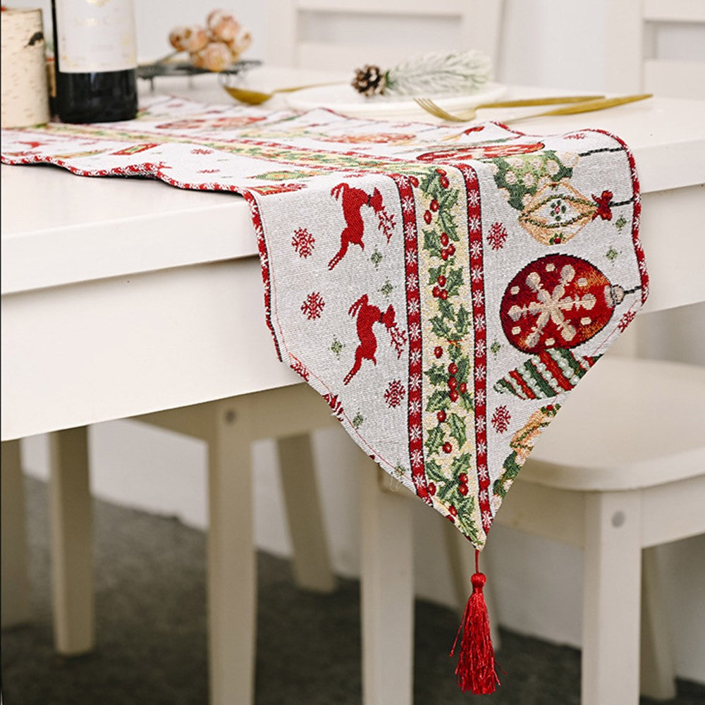 Elk Christmas Table Runner Table Flag Home Table Decoration