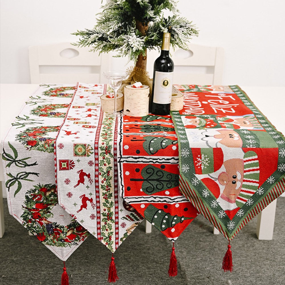 Elk Christmas Table Runner Table Flag Home Table Decoration