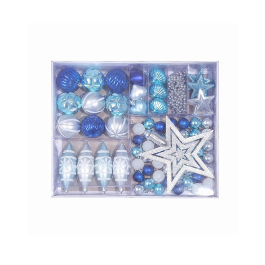 Blue Set of  Christmas Decorations Hanging Balls