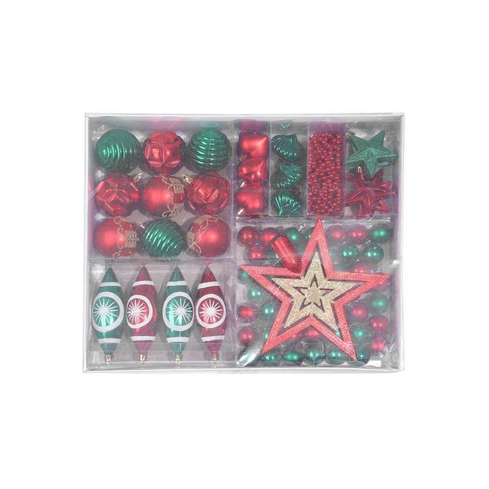 Green Set of  Christmas Decorations Hanging Balls