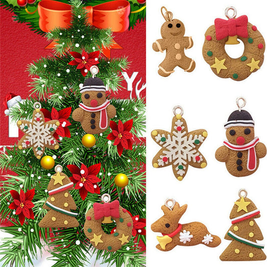 1Set 6pcs Gingerbread Man Christmas Tree Hanging Pendants