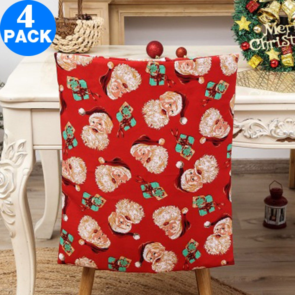 4Pcs Christmas Chair Back Covers Cute Pattern