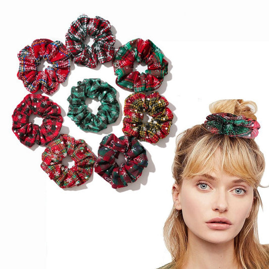 5pcs Christmas Hair Rings Women Girls Elastic Hair Rubber Bands Colour Random Pick