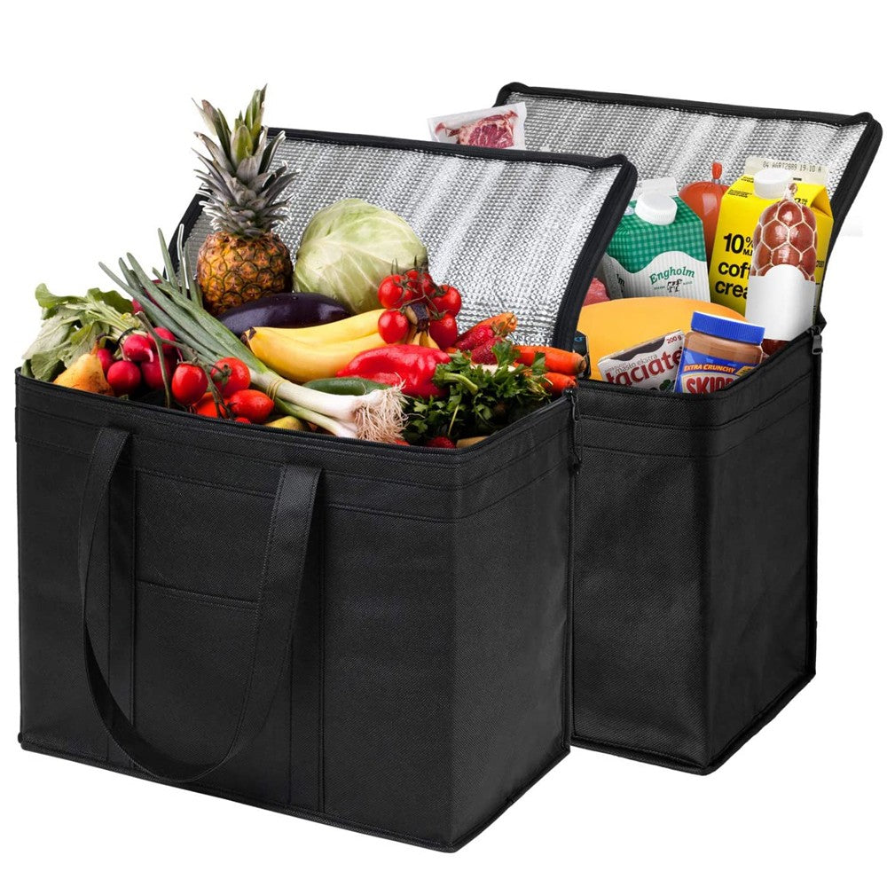 4 X Insulated Grocery Bag Reusable Food Storage Bag Large Capacity Picnic Bag Foldable Travel Food Cooler Thermal Bag
