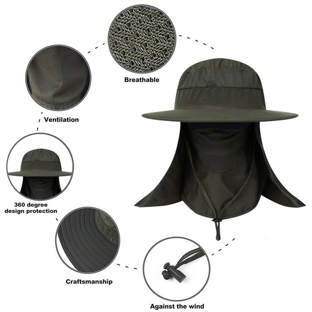 Unisex Fishing Cap Flap Hat Outdoor Sun Protection Hat Wide Brim Flap Cover Hat Breathable Summer Hat