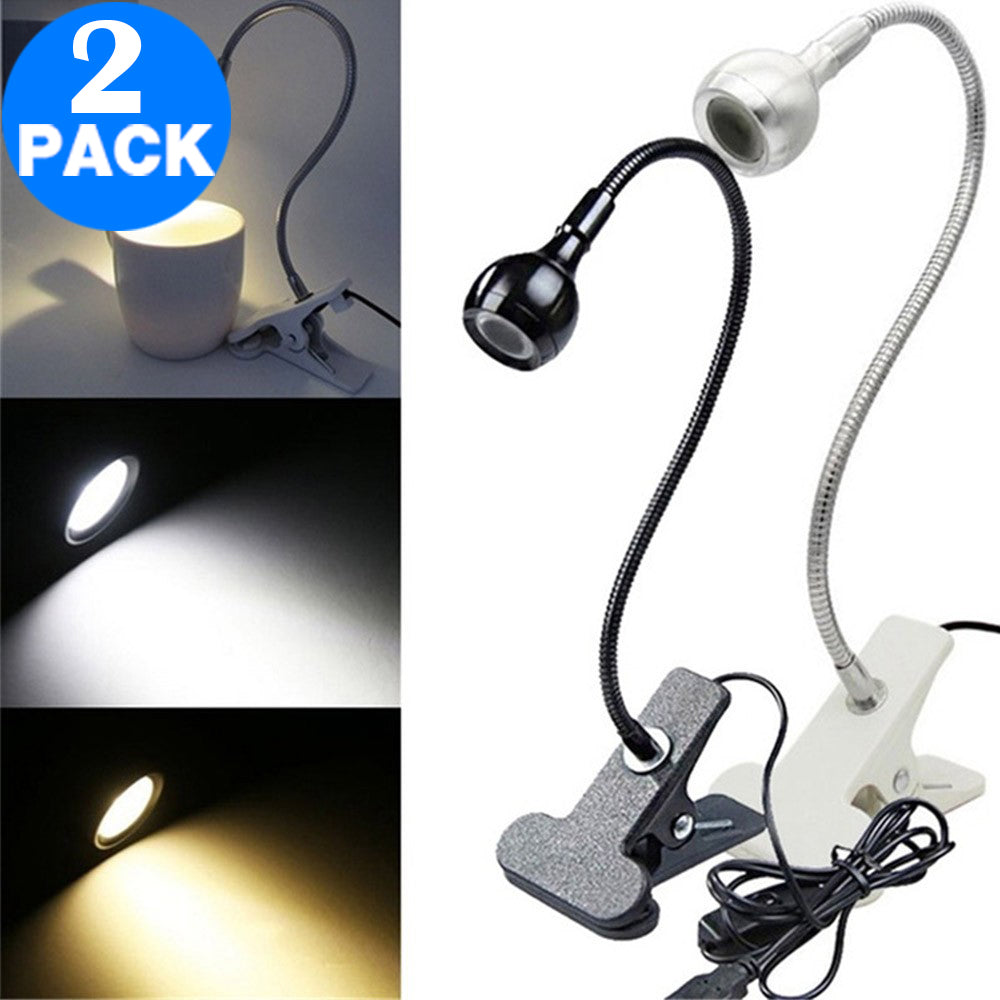 2 X Clip on LED Book Light USB Desktop Lamp Flexible Reading LED Light LED Book Lamp Bedside Light