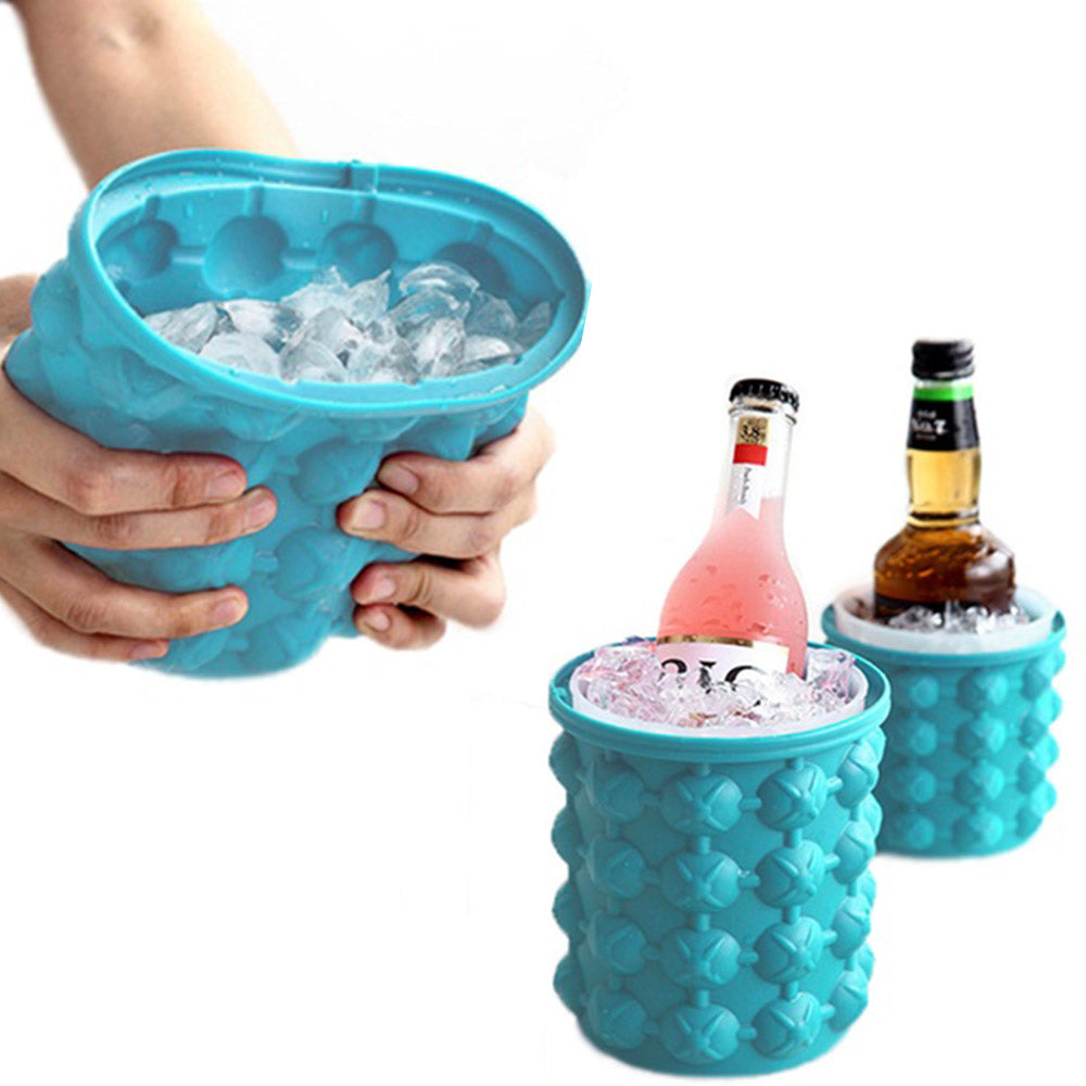 2 X Small and Large Ice Cube Making Buckets Silicone Ice Making Mould with Lid