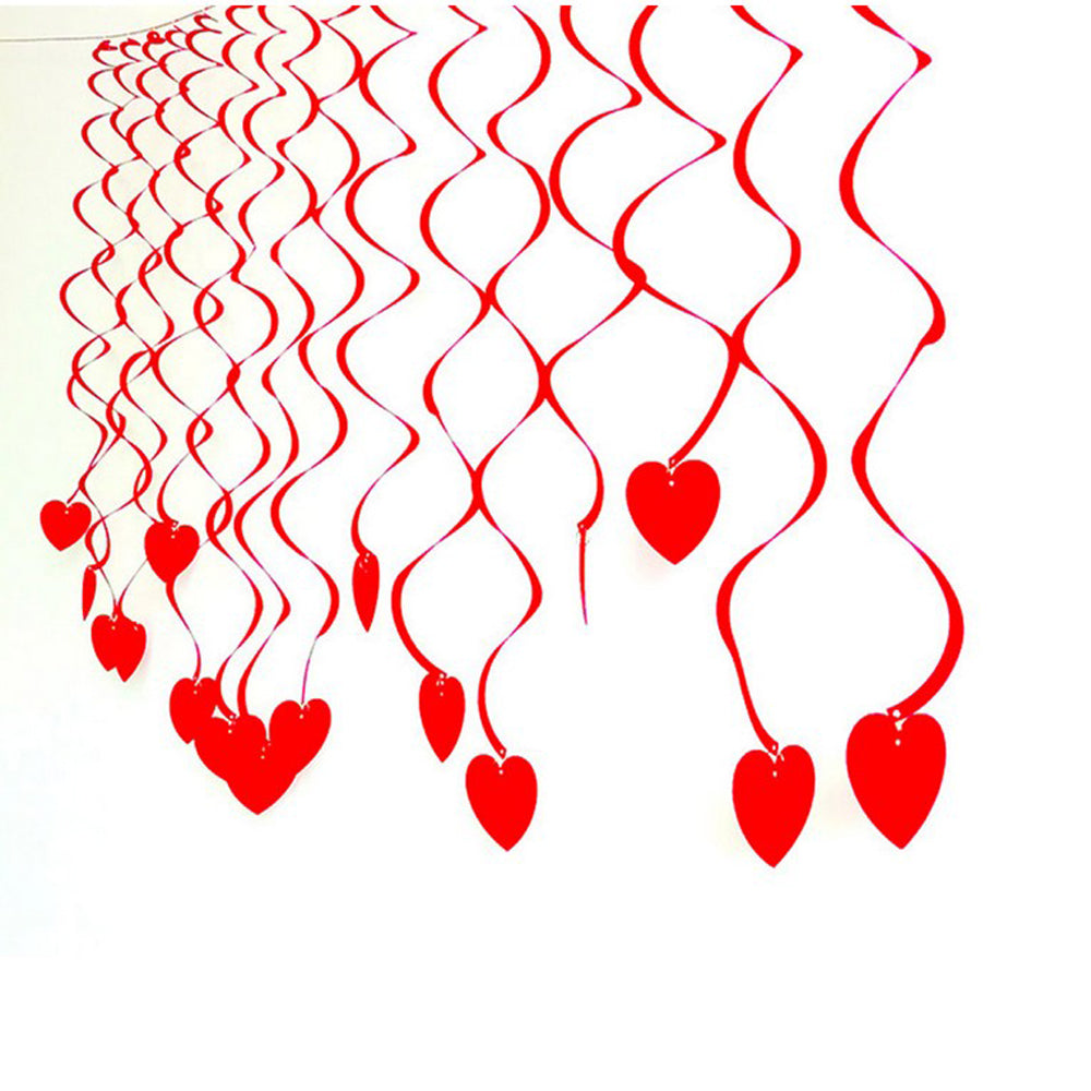 3 Sets of Hanging Red Heart Swirls Decoration Set Valentines Day Decorations Home Party Hanging Decoration