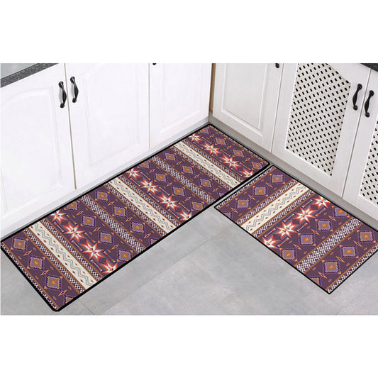2PCS Kitchen Non-Slip Mat Water Absorbent Long Kitchen Carpets Kitchen Floor Mats Home Decoration Rugs Set Style 1