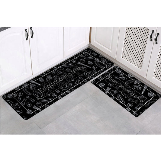 2PCS Kitchen Non-Slip Mat Water Absorbent Long Kitchen Carpets Kitchen Floor Mats Home Decoration Rugs Set Style 4