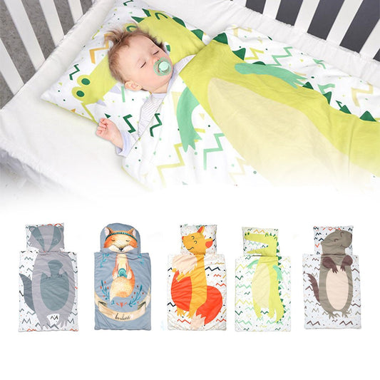 Toddler Nap Mat with Removable Pillow Baby Sleeping Bag Soft Cotton Quilt Zipper Closure Daycare Cushion