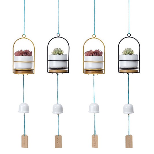 Wind Chime Ceramic Flower Pot Creative Hanging Succulent Pot Home Hanging Decoration Wind Chime Ornament Gifts