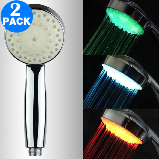 2 X Water Temperature Control LED Shower Head Color Changing Shower Head No Battery Shower Head Bathroom SPA Shower Head
