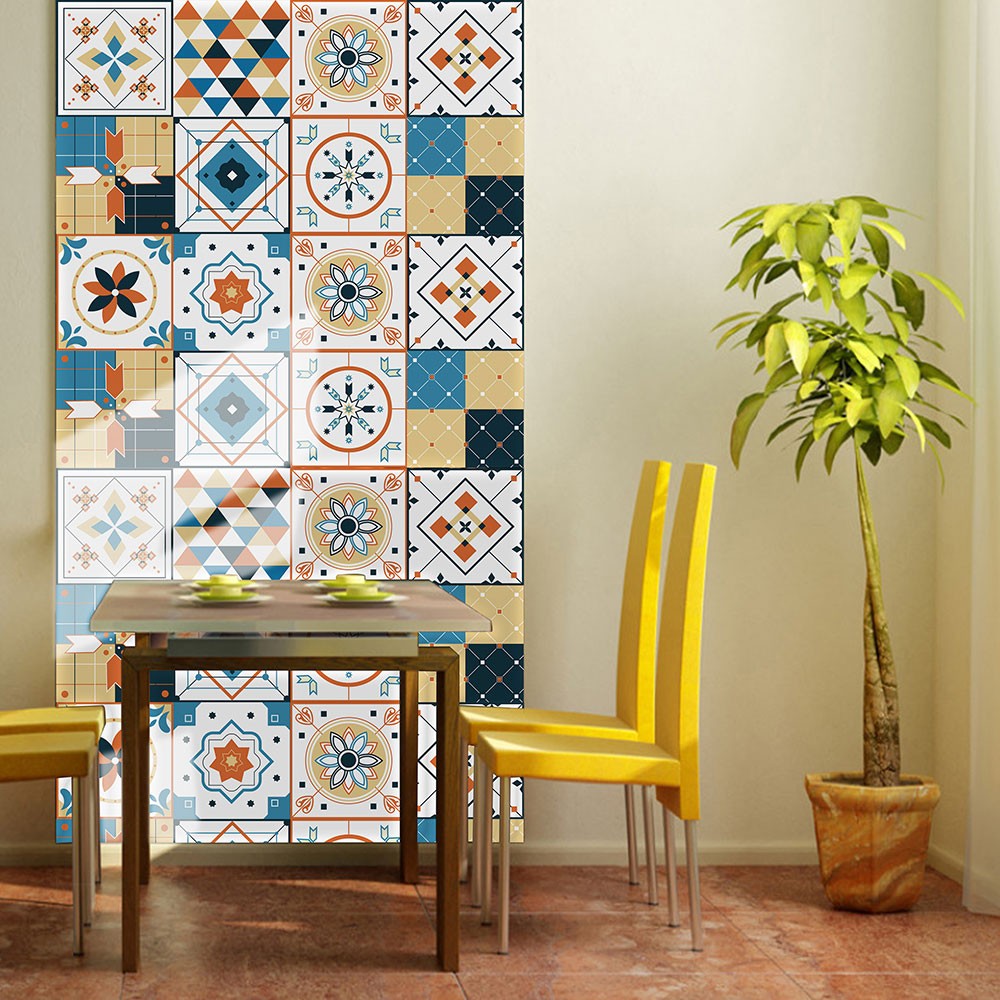 40Pcs Self Adhesive Tile Stickers 10 x 10cm Wall Stickers Retro Tile Stickers Waterproof Oil-proof Cabinet Stickers Home Decoration Style 1