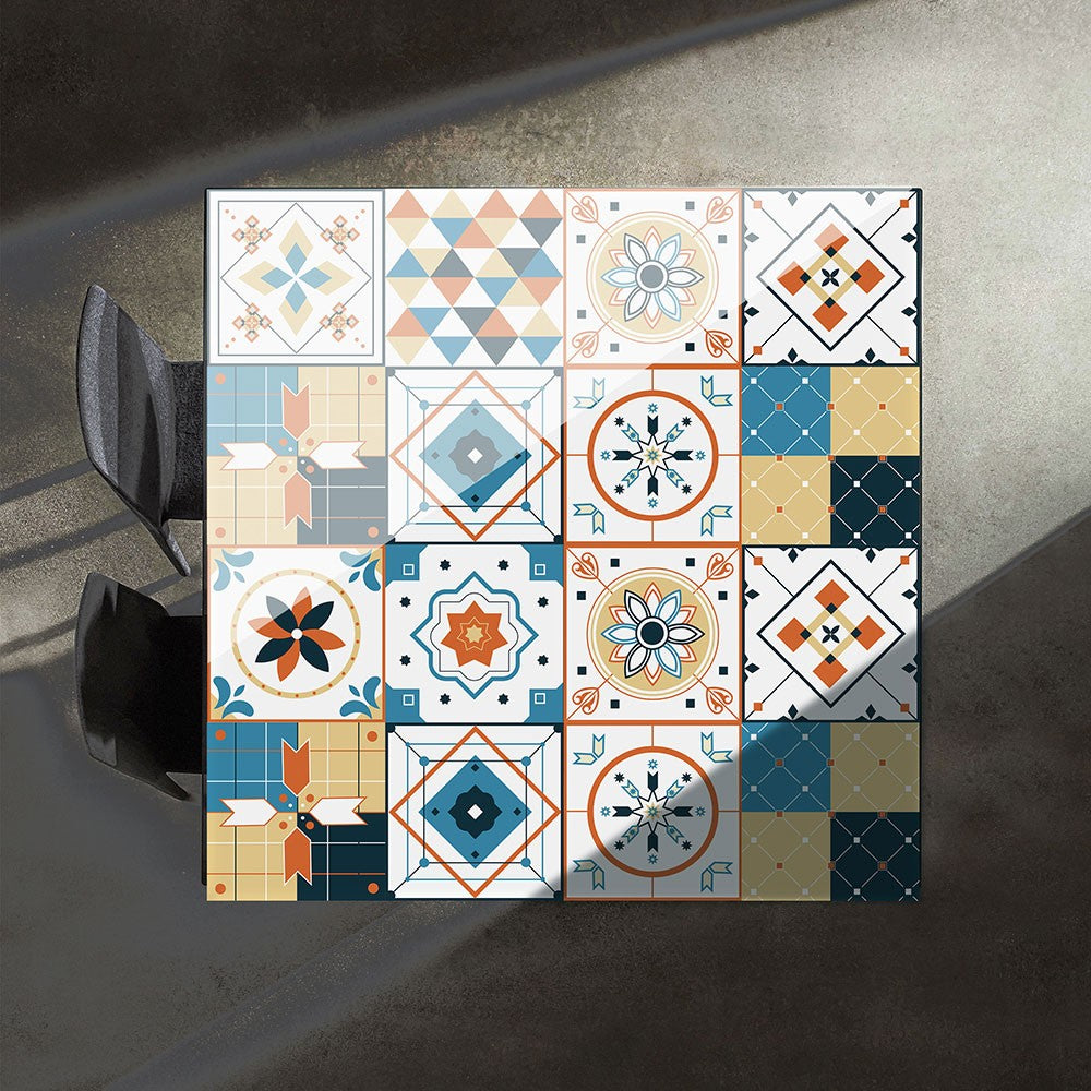 40Pcs Self Adhesive Tile Stickers 10 x 10cm Wall Stickers Retro Tile Stickers Waterproof Oil-proof Cabinet Stickers Home Decoration Style 1