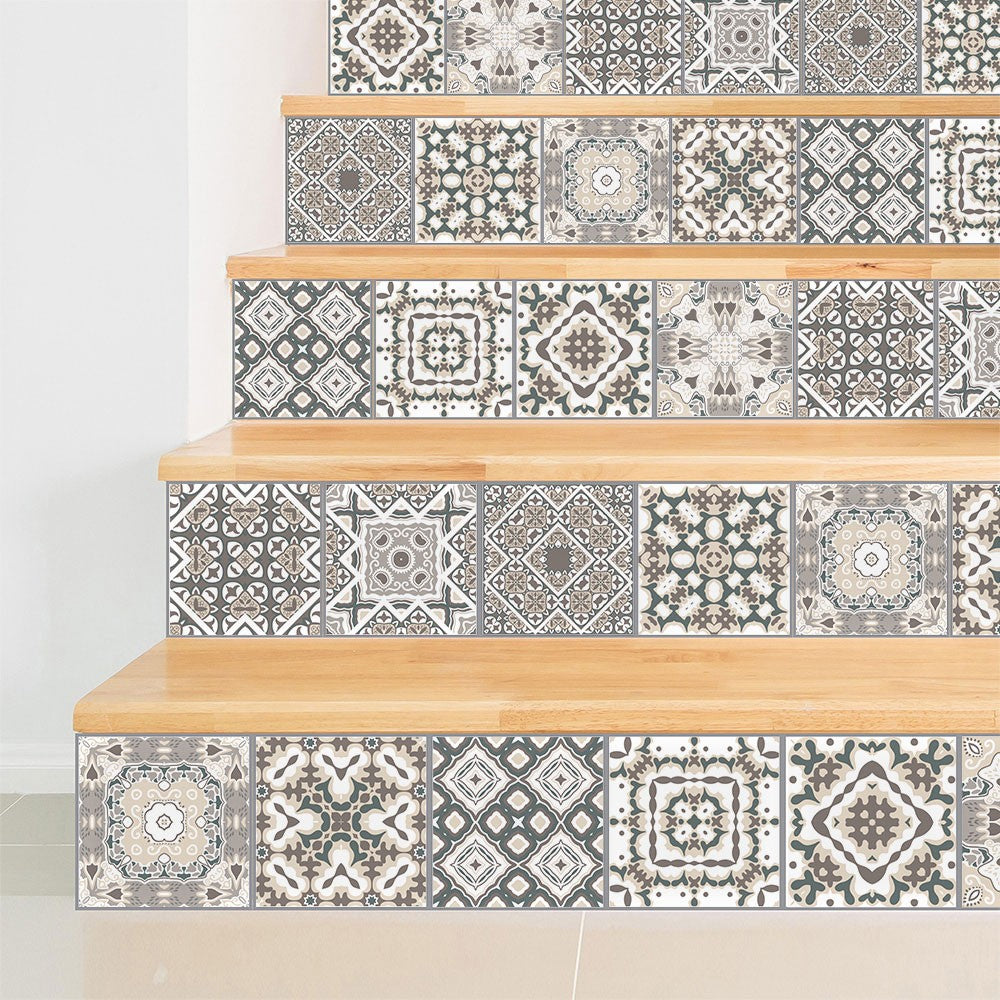 20Pcs Self Adhesive Tile Stickers 10 x 10cm Wall Stickers Retro Tile Stickers Waterproof Oil-proof Cabinet Stickers Home Decoration Style 2