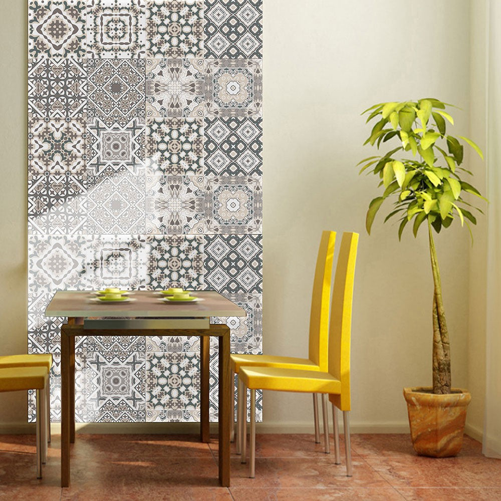 40Pcs Self Adhesive Tile Stickers 10 x 10cm Wall Stickers Retro Tile Stickers Waterproof Oil-proof Cabinet Stickers Home Decoration Style 2