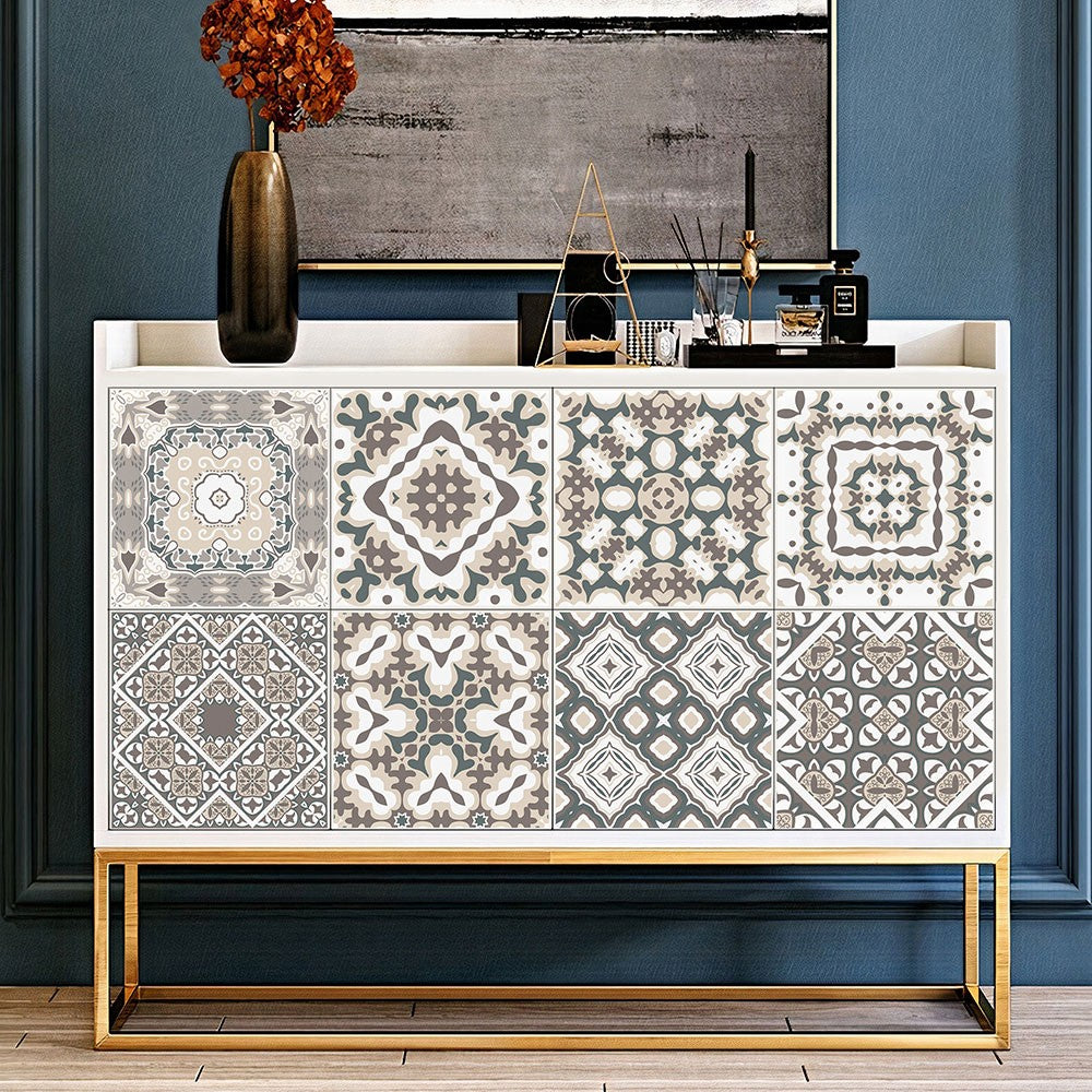 20Pcs Self Adhesive Tile Stickers 10 x 10cm Wall Stickers Retro Tile Stickers Waterproof Oil-proof Cabinet Stickers Home Decoration Style 2