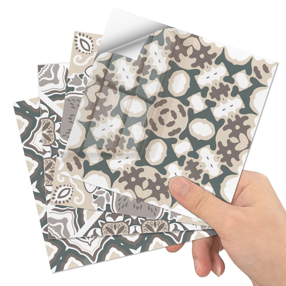 40Pcs Self Adhesive Tile Stickers 10 x 10cm Wall Stickers Retro Tile Stickers Waterproof Oil-proof Cabinet Stickers Home Decoration Style 2