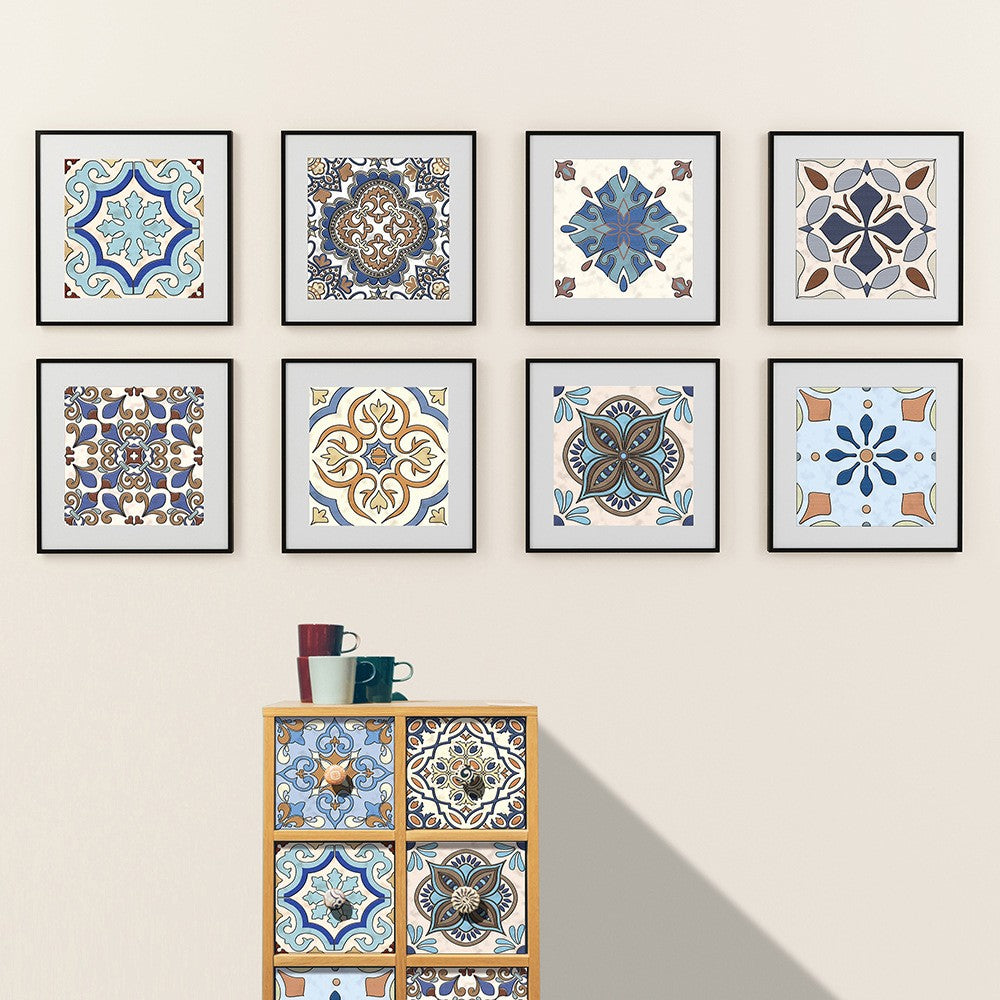 20Pcs Self Adhesive Tile Stickers 10 x 10cm Wall Stickers Retro Tile Stickers Waterproof Oil-proof Cabinet Stickers Home Decoration Style 3