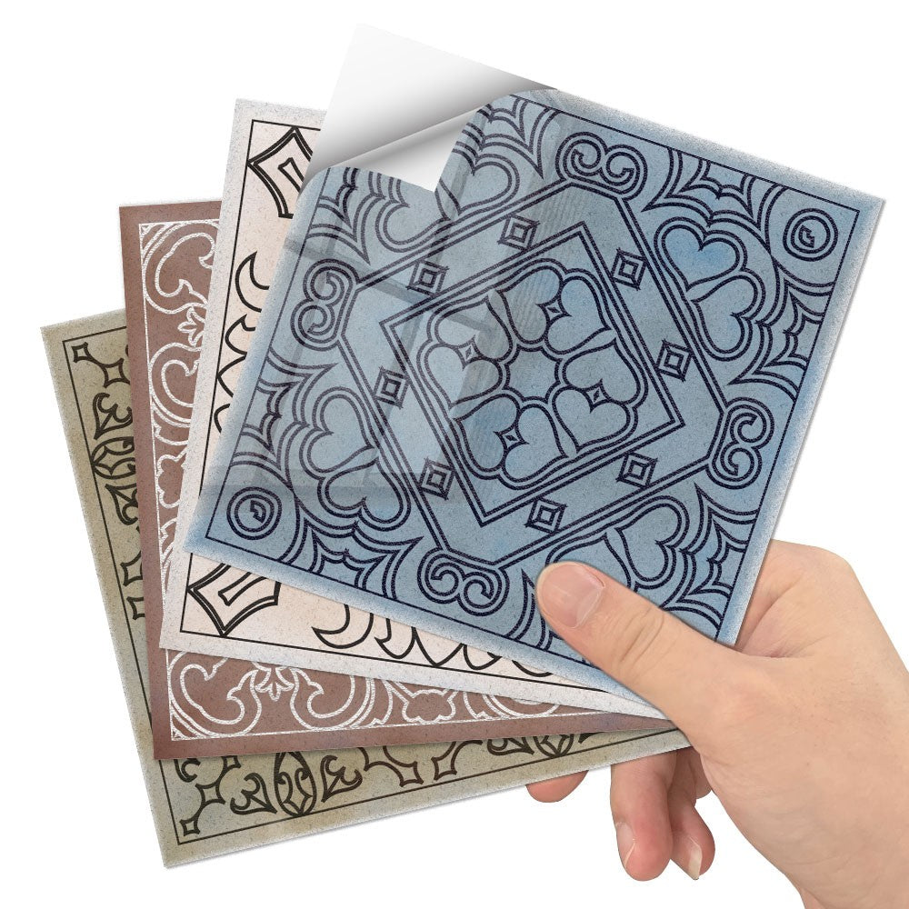 40Pcs Self Adhesive Tile Stickers 10 x 10cm Wall Stickers Retro Tile Stickers Waterproof Oil-proof Cabinet Stickers Home Decoration Style 4