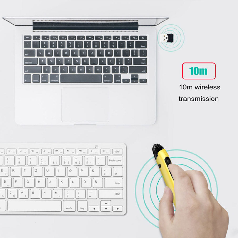 2.4G Bluetooth Wireless Mouse Pen Wireless Mouse Touch Pen USB Rechargeable Mouse Pen Mini Mice for Tablet Laptop Yellow