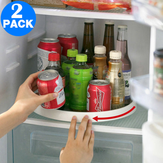 2 X Kitchen Rotating Condiment Storage Rack 360 Degree Rotating Storage Tray Non-Slip Spice Rack Bathroom Swivel Tray Organizer