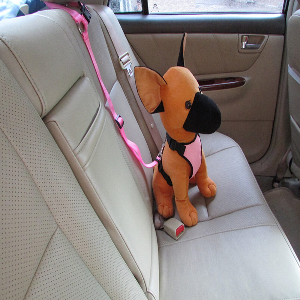 S Pink Car Seat Safety Belt Pet Leash Adjustable Dog Harness Mesh Vest Chest Strap