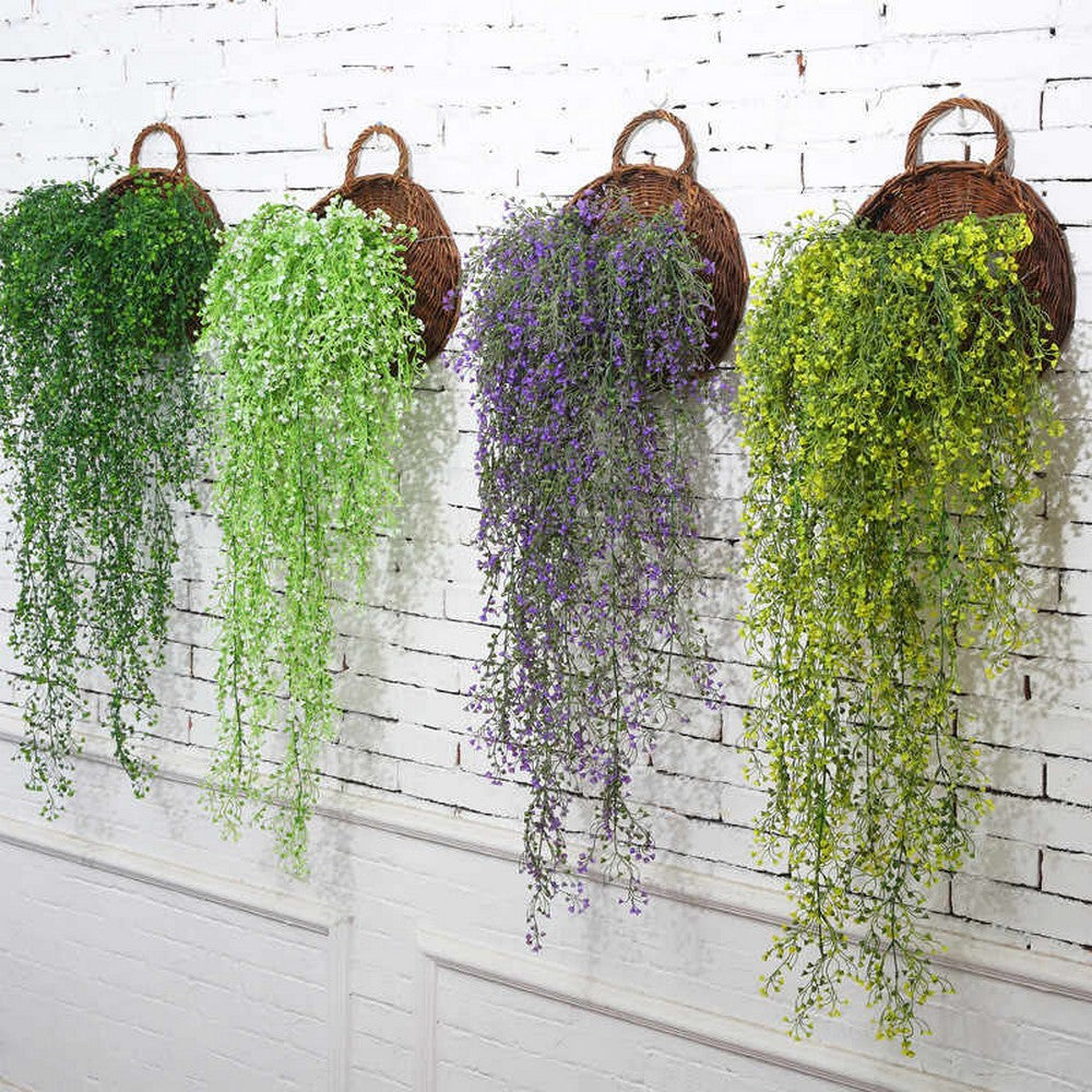 2Pcs Purple Artificial Plants Fake Flower Vines Hanging Garland Plants Home Decoration