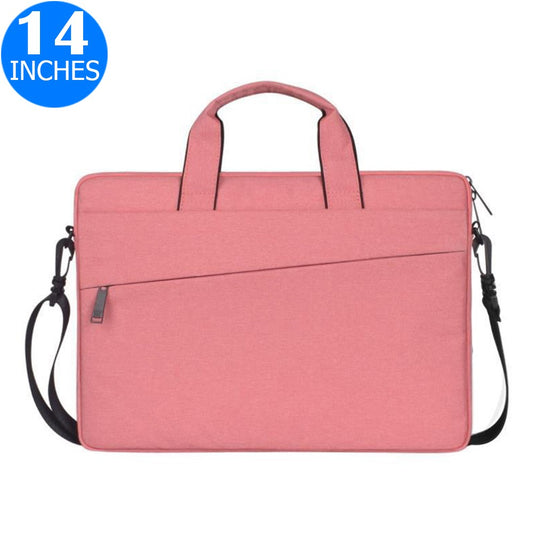 14 Inches Handheld Laptop Bag Portable Lightweight Shoulder Bag Shock Absorption Handbag Pink
