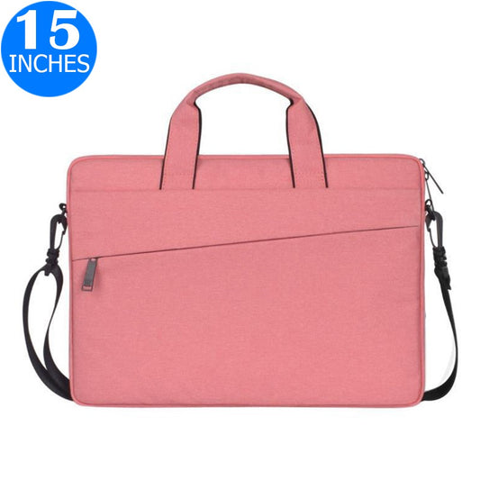15 Inches Handheld Laptop Bag Portable Lightweight Shoulder Bag Shock Absorption Handbag Pink