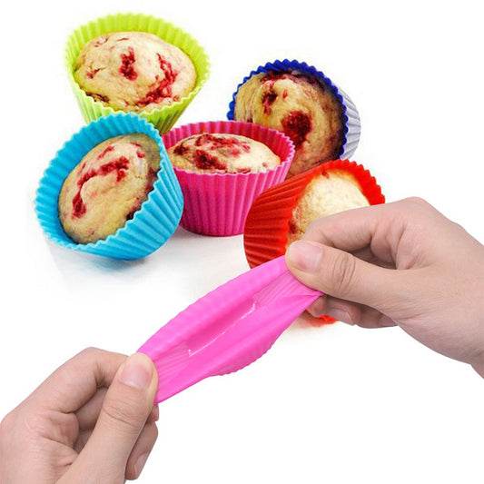 10PCS Reusable Non Stick Silicone Cake Cups Baking Molds Sets for Cup Cake