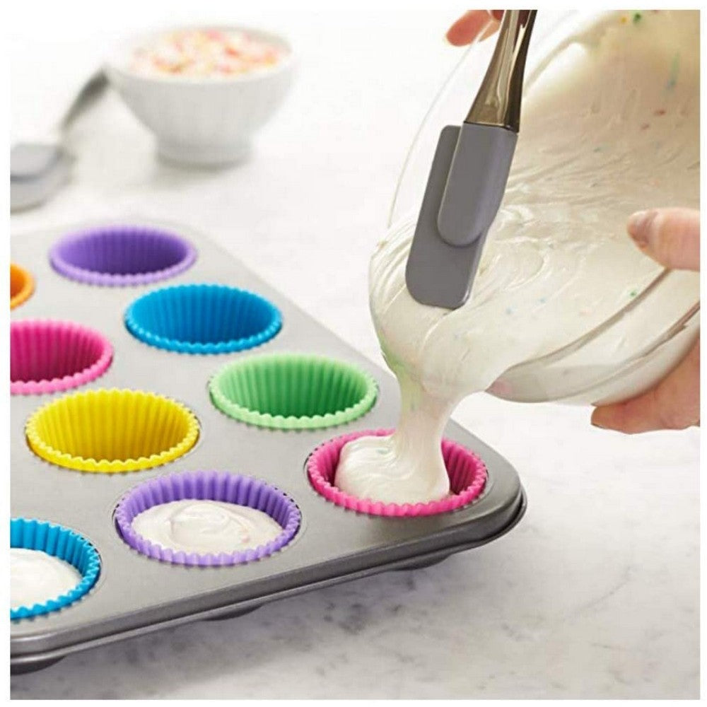 10PCS Reusable Non Stick Silicone Cake Cups Baking Molds Sets for Cup Cake