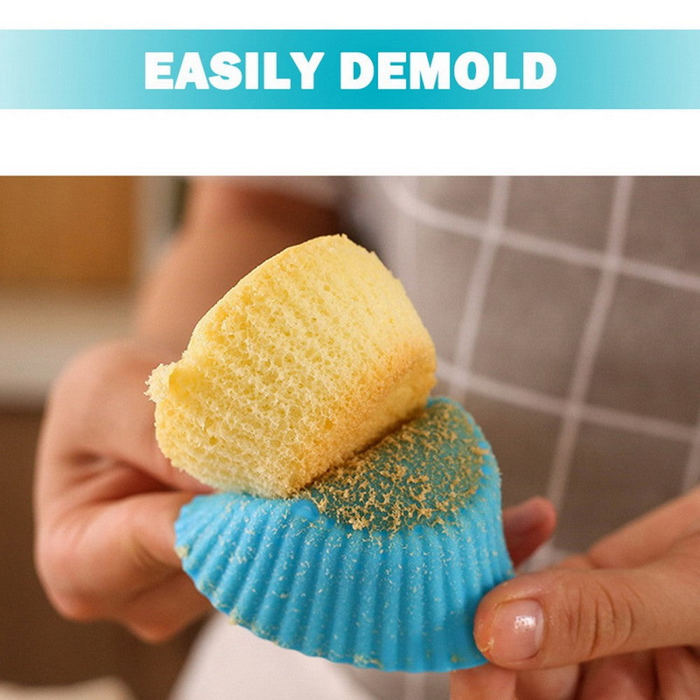 10PCS Reusable Non Stick Silicone Cake Cups Baking Molds Sets for Cup Cake