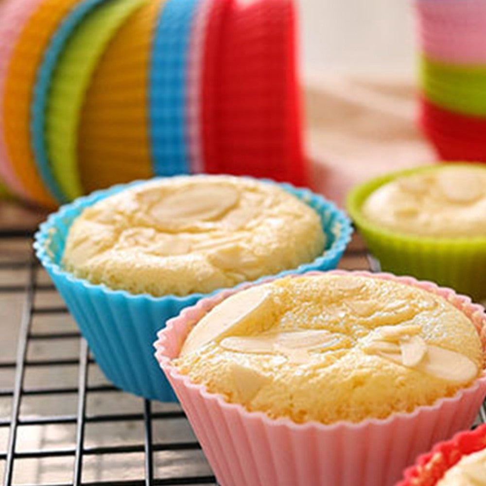 10PCS Reusable Non Stick Silicone Cake Cups Baking Molds Sets for Cup Cake