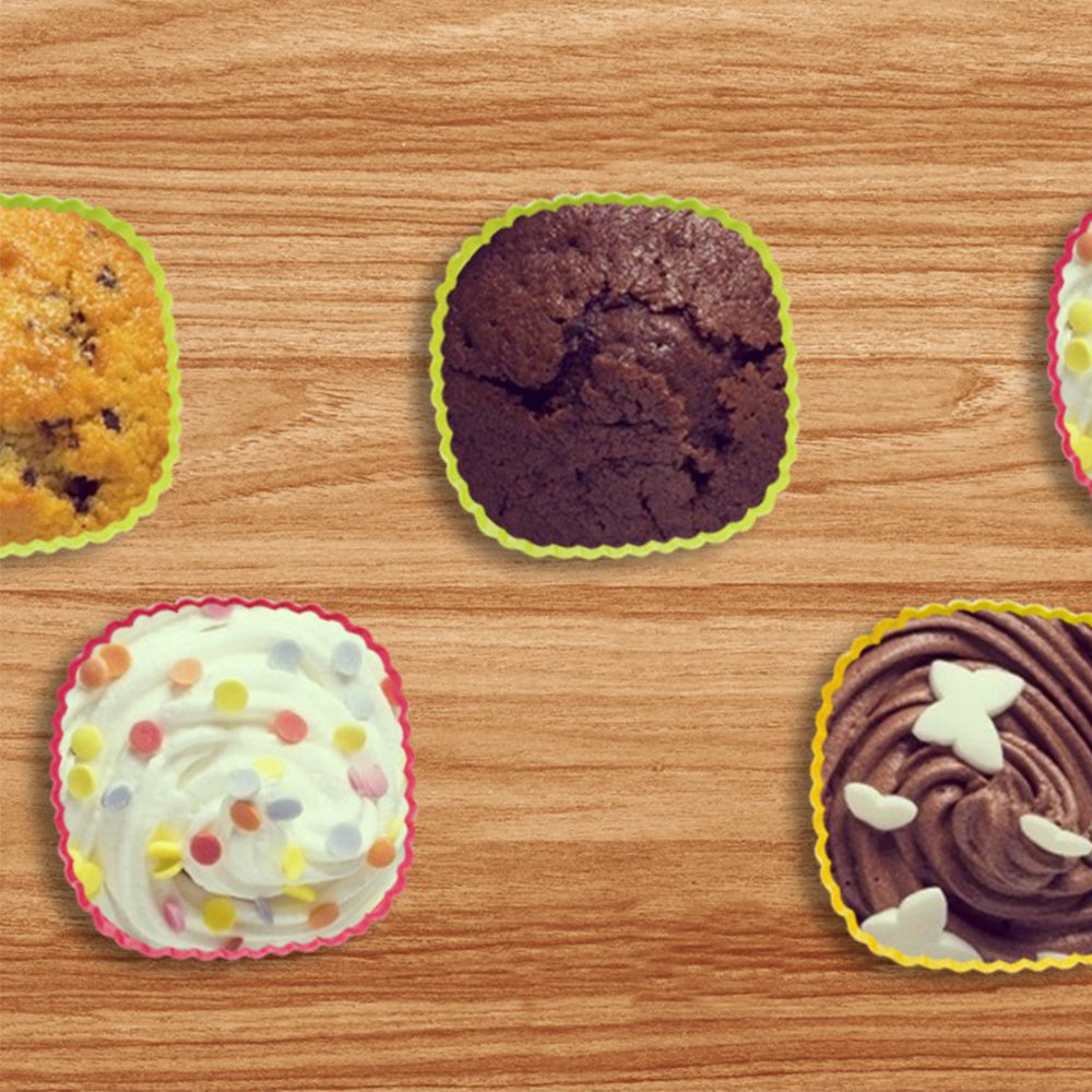 10Pcs Reusable Non Stick Silicone Cake Cups Baking Molds Sets for Cup Cake