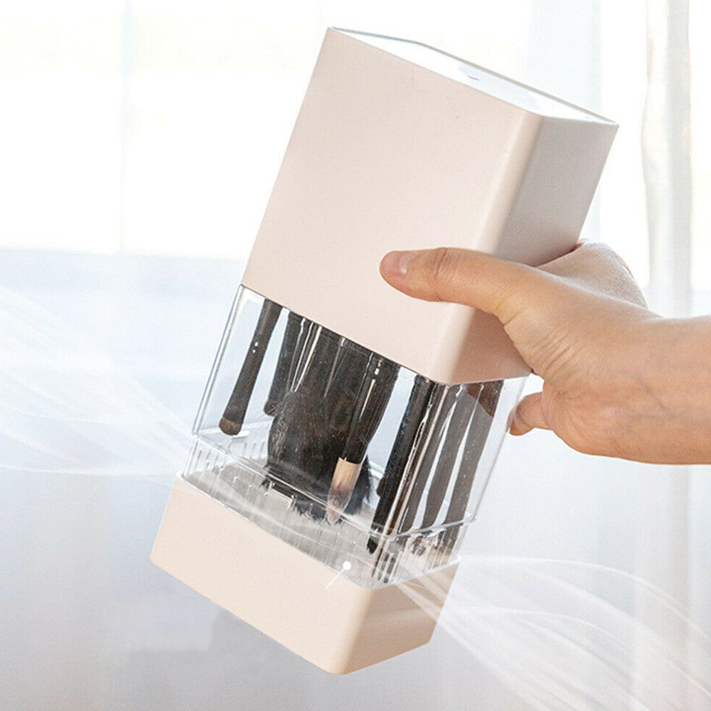 2 X Air-Drying Makeup Brushes Box Makeup Brush Holder Multifunctional Cosmetic Organizer Dustproof 12 Holes Storage Box Blue and Pink
