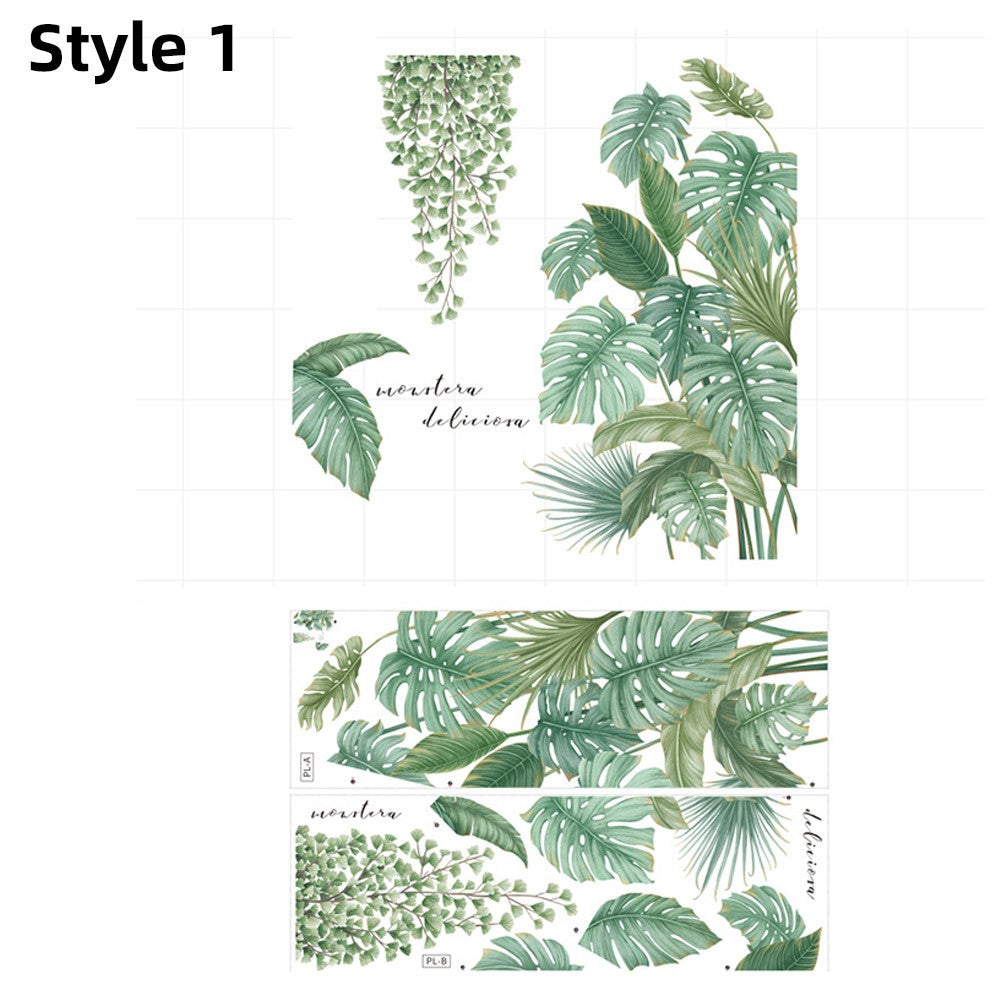 Self-adhesive Stickers Plant Wall Stickers Leaves Stickers Window Door Stickers Home Art Decoration Style 1 Style 4
