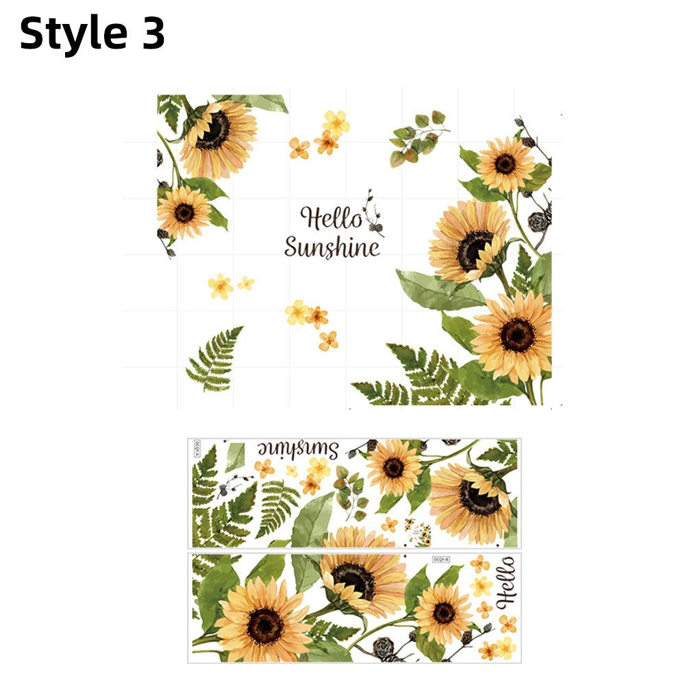 Self-adhesive Stickers Plant Wall Stickers Flower Stickers Window Door Stickers Home Art Decoration Style 3