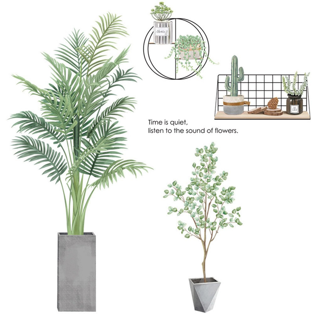 Self-adhesive Stickers Plant Wall Stickers Leaves Stickers Window Door Stickers Home Art Decoration Style 1 Style 4
