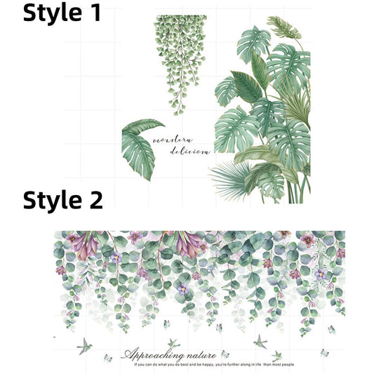 Self-adhesive Stickers Plant Wall Stickers Leaves Stickers Window Door Stickers Home Art Decoration Style 1 Style 2