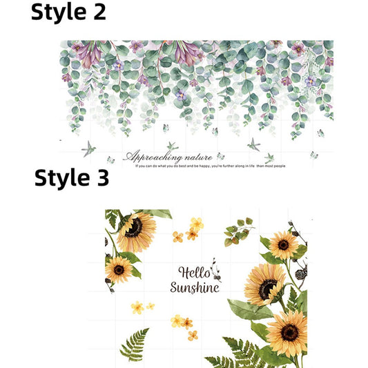 Self-adhesive Stickers Plant Wall Stickers Leaves Stickers Window Door Stickers Home Art Decoration Style 2 Style 3