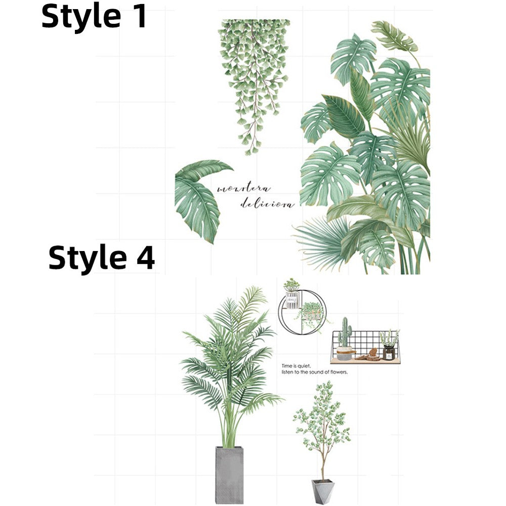 Self-adhesive Stickers Plant Wall Stickers Leaves Stickers Window Door Stickers Home Art Decoration Style 1 Style 4