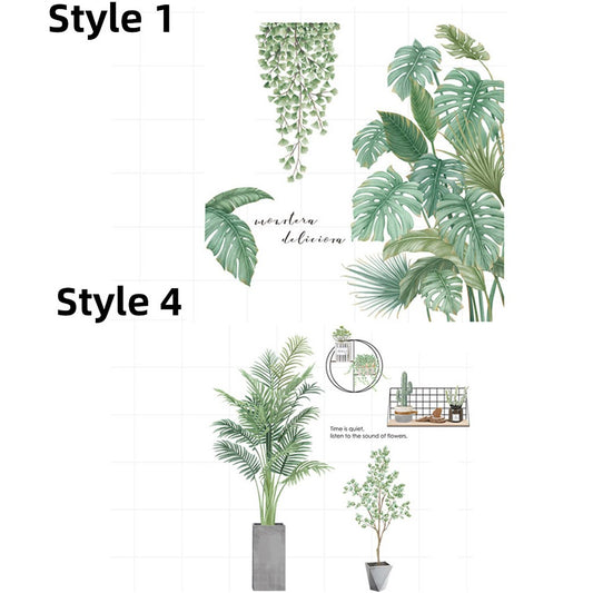 Self-adhesive Stickers Plant Wall Stickers Leaves Stickers Window Door Stickers Home Art Decoration Style 1 Style 4