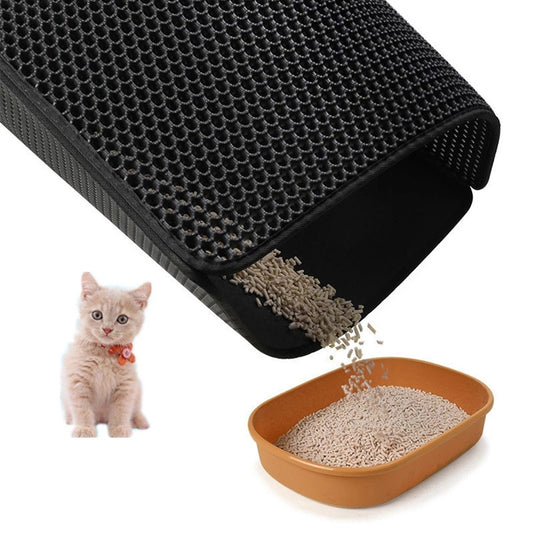 Large Double-Layer Cat Litter Mat Waterproof Trapper Pad Pet Rug EVA Mat Anti Splash Mat Soft Cat Litter Pad