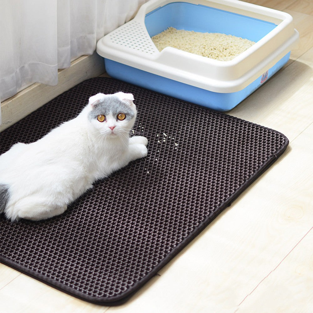 Large Double-Layer Cat Litter Mat Waterproof Trapper Pad Pet Rug EVA Mat Anti Splash Mat Soft Cat Litter Pad