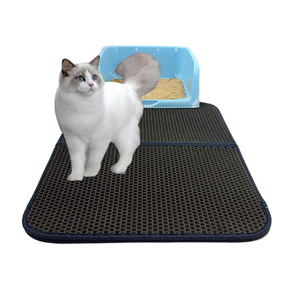 Large Double-Layer Cat Litter Mat Waterproof Trapper Pad Pet Rug EVA Mat Anti Splash Mat Soft Cat Litter Pad
