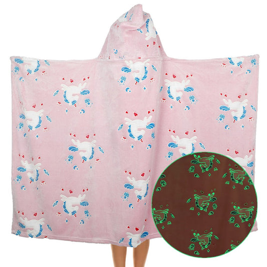 Luminous Hoodie Flannel Blanket for Kids Luminous Hooded Blanket Wearable Blanket Soft Printed Hooded Blanket Style 2